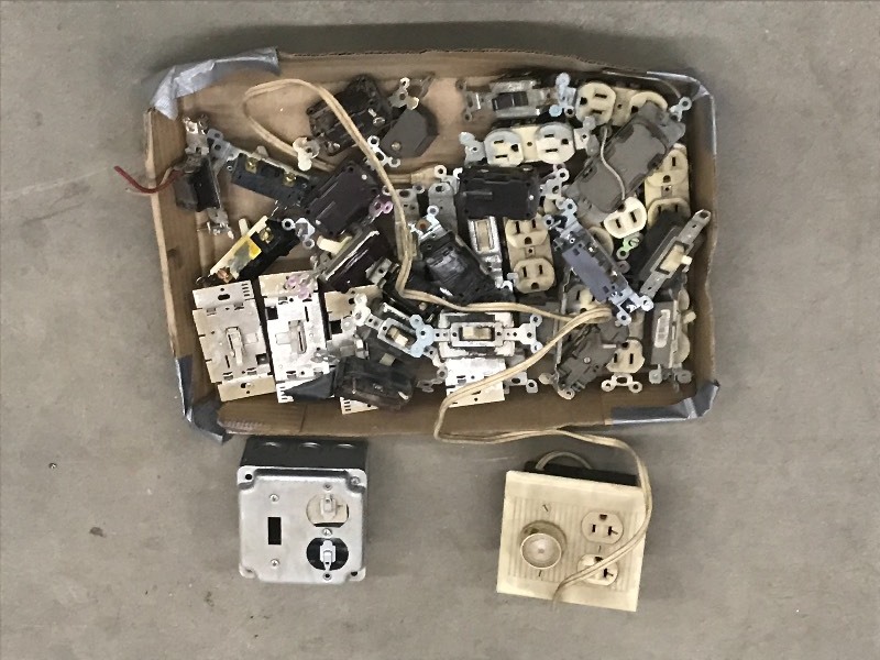 lot 60 image: Box Of Assorted Switches & Outlets ...