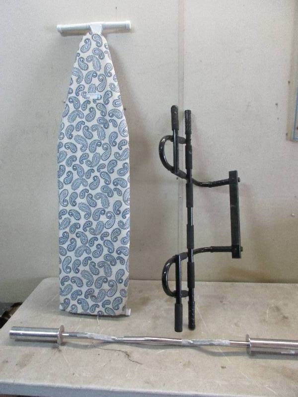 pull up bar - weight lifting curling bar - ironing board
