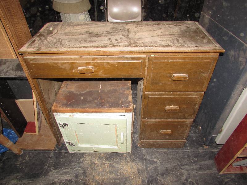 Desk and wooden box