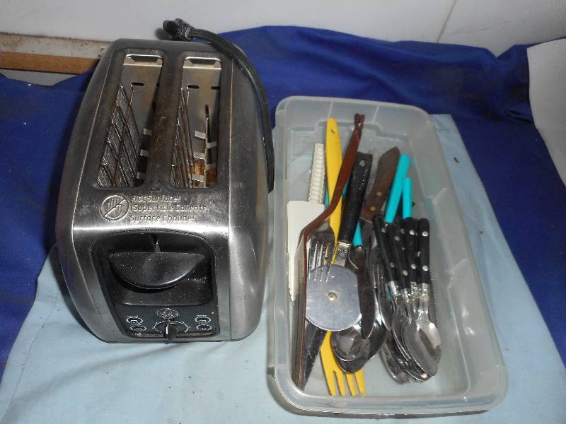 lot 19 image: GE TOASTER AND SILVER WARE