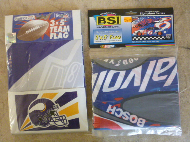 lot 118 image: Minnesota Vikings and NASCAR Flags