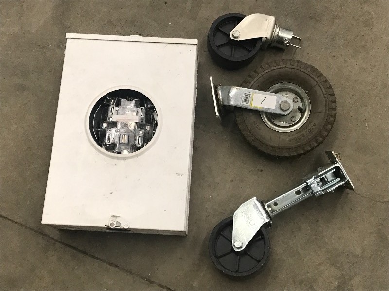 lot 7 image: Lot Of (3) Caster Wheels & (1) Elec...