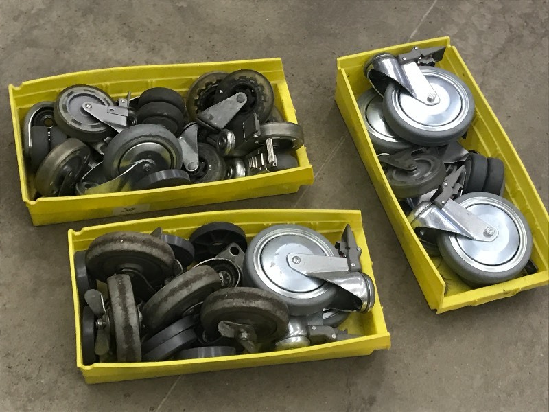 lot 30 image: (3) Trays Of Assorted Caster Wheels...