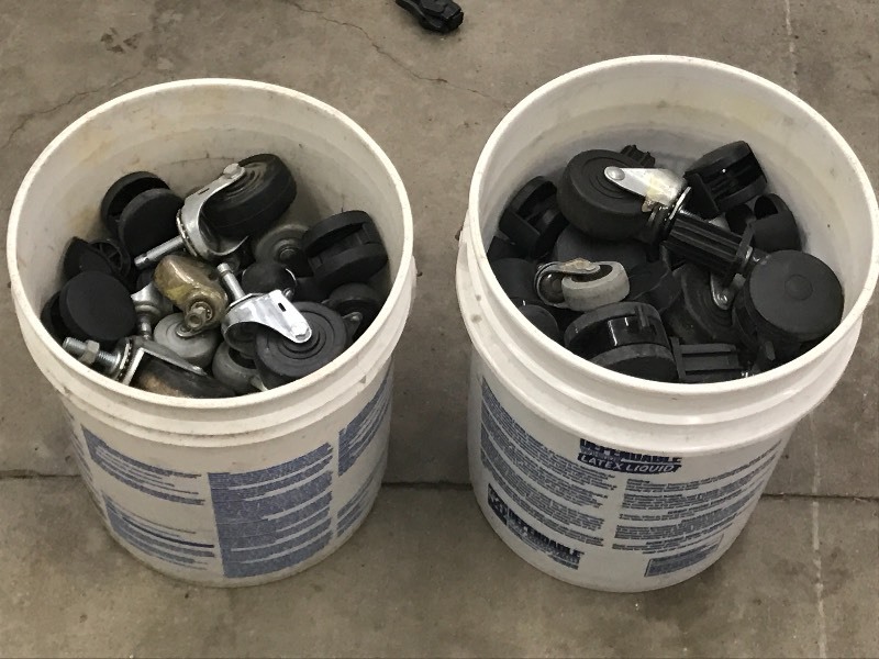 lot 42 image: (2) Buckets Of Plastic Caster Wheel...