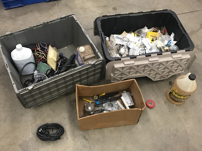 lot 53 image: (2) Totes Of Assorted Electrical Su...