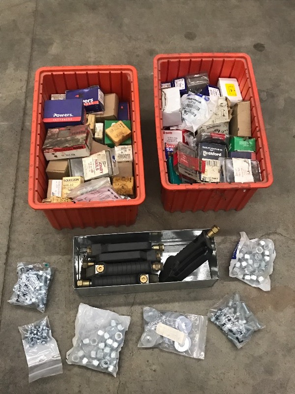 lot 62 image: (2) Bins Of Assorted Fasteners-Nuts...