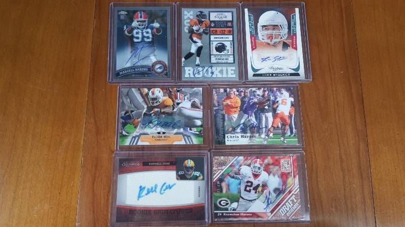 Group of 7 Autographed Rare Football Cards