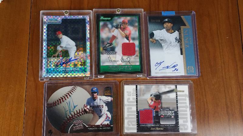 Group of 5 Rare Autographed & Jersey Insert Baseball Cards