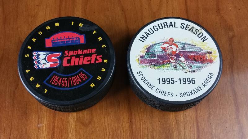 2 Spokane Chiefs Hockey Pucks