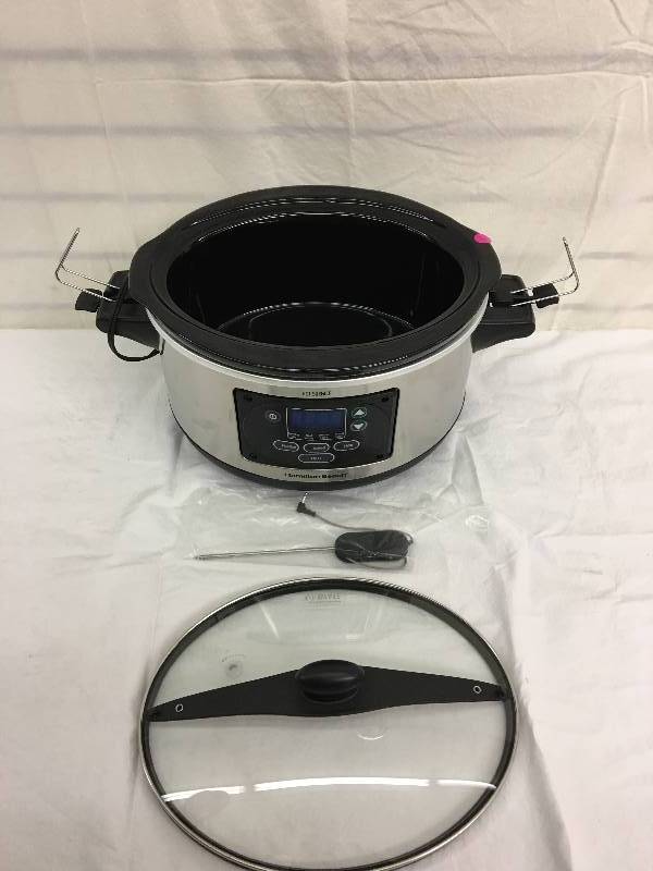 lot 15 image: Hamilton Beach Set n Forget Programmable Slow Cooker With Temperature Probe, 6-Quart retail $49