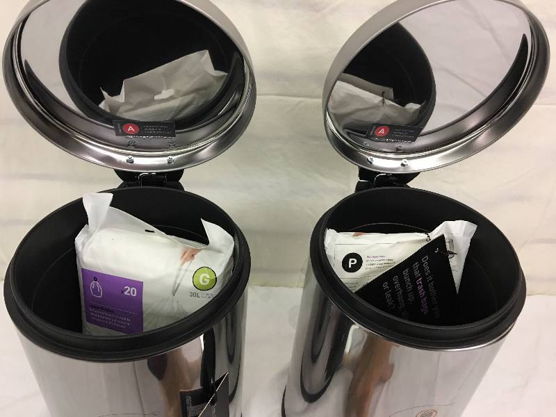 lot 25 image: two simply human trash cans retail $26 each