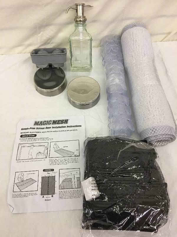 lot 88 image: sun beam iron, tub mats, soap dispenser