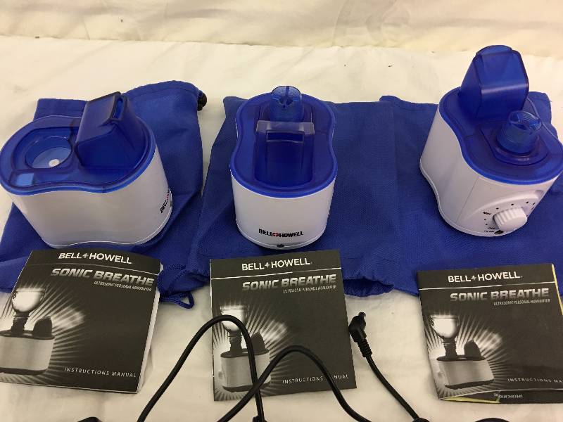 lot 110 image: 3 bell  howell sonic breathe humidifiers retail $29 each