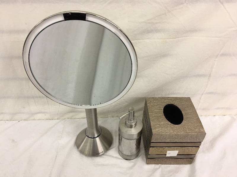 tissue box,simplehuman 8 Inch Sensor Mirror, Sensor-Activated Lighted Vanity Mirror, 5x ...