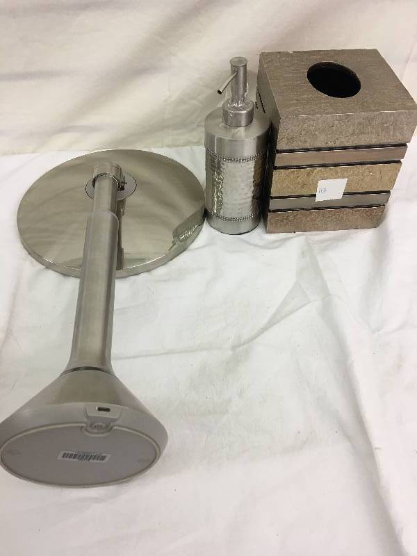 lot 113 image: tissue box,simplehuman 8 Inch Sensor Mirror, Sensor-Activated Lighted Vanity Mirror, 5x Magnification retail $199