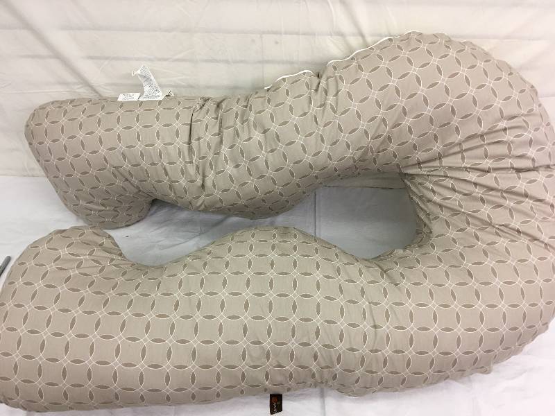 lot 191 image: Leachco Snoogle Total Body Pillow - Khaki retail $62