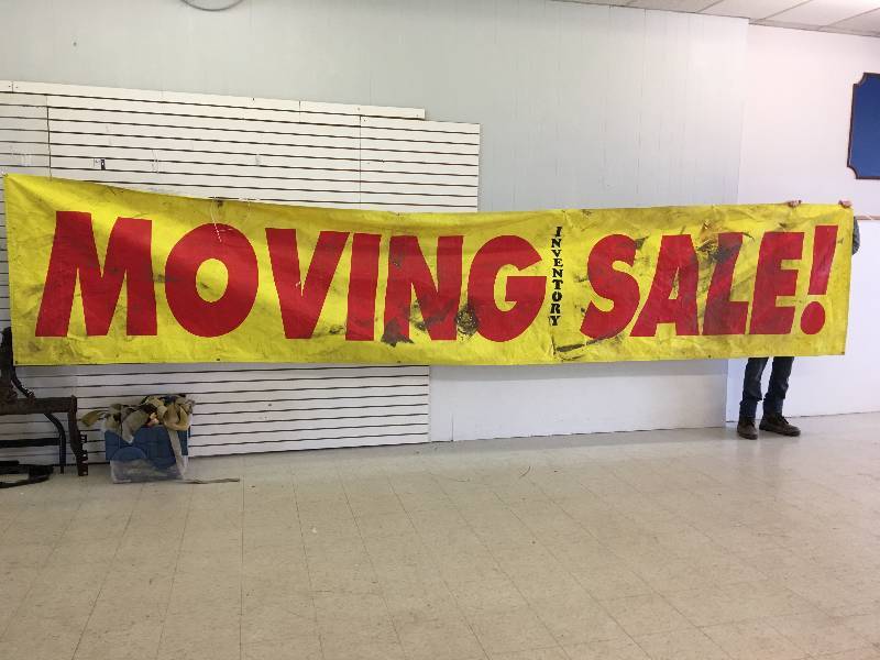 lot 301 image: two Hanging Signs 20ft by 4ft