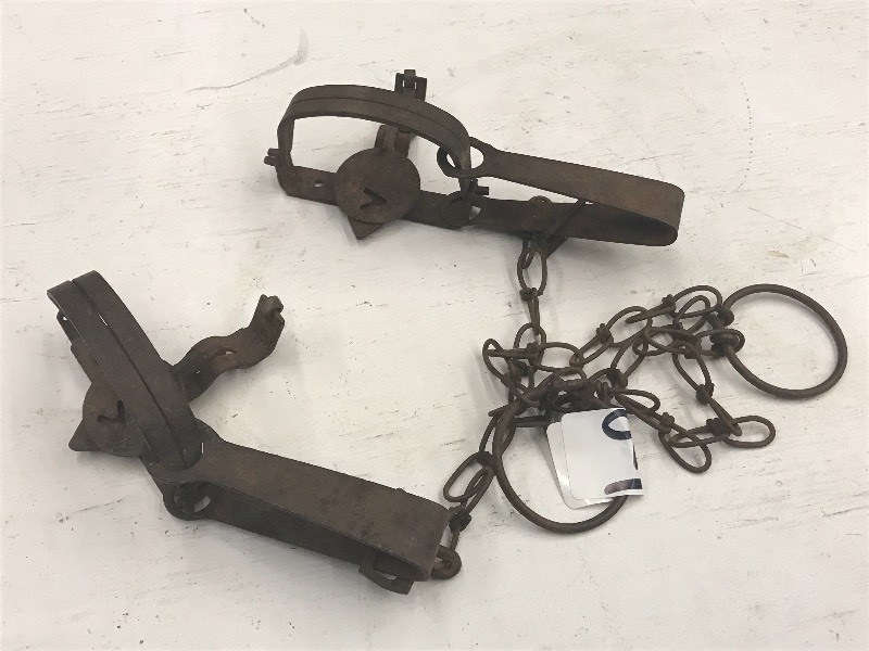 lot 9 image: (2) Vintage Animal Traps ...