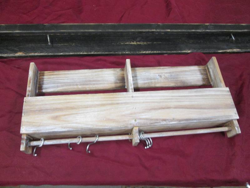 Narrow Black Wall Shelf, 2 Compartm...