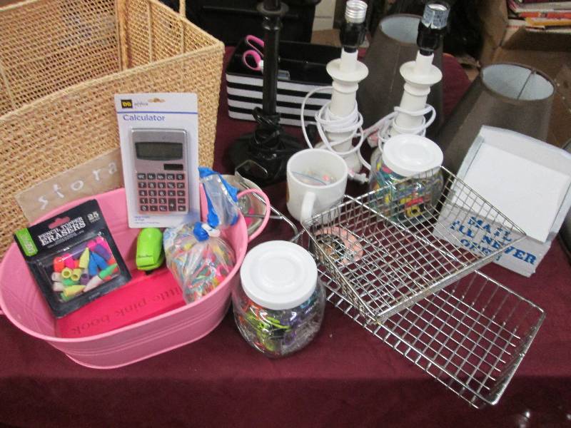 Storage Basket containing desk orga...