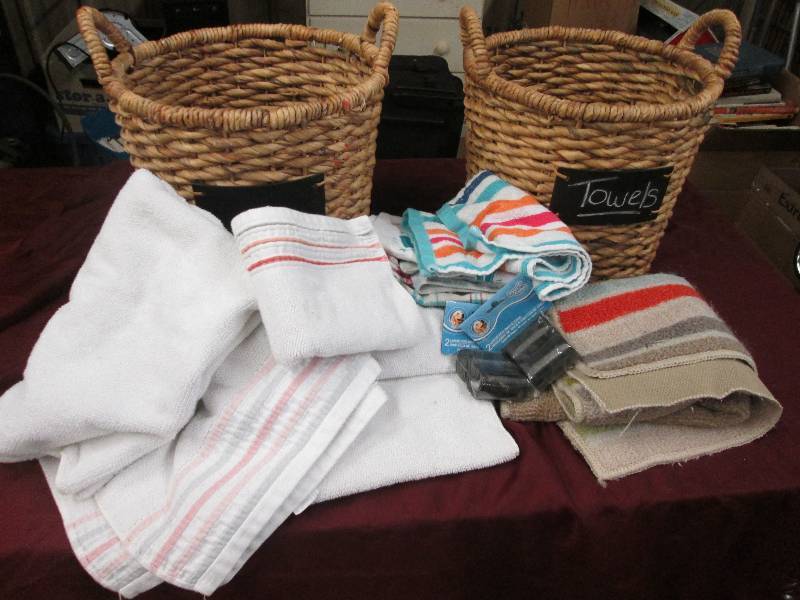 Lot of 2 Woven Storage Baskets with...