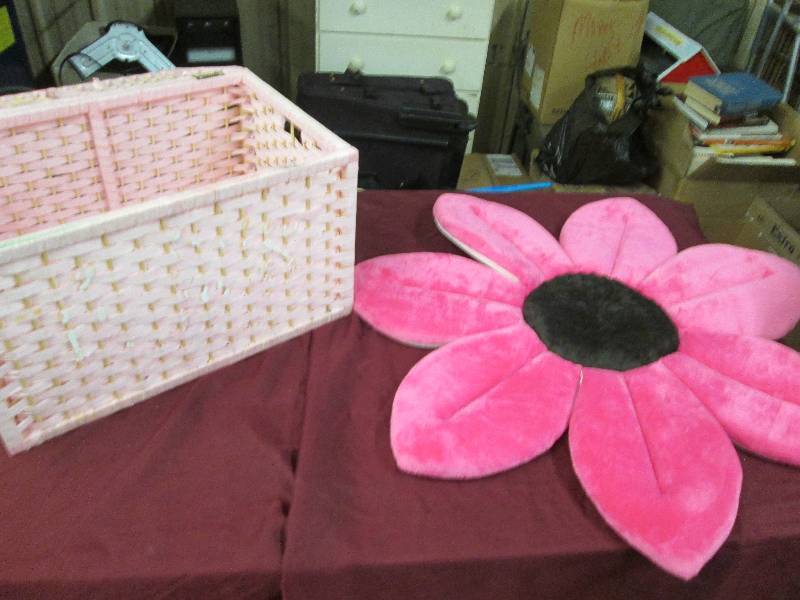 Pink Plush Flower in Pink Woven Tru...