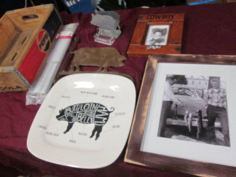 Wooden Pepsi Crate, Pig platter, Ca...