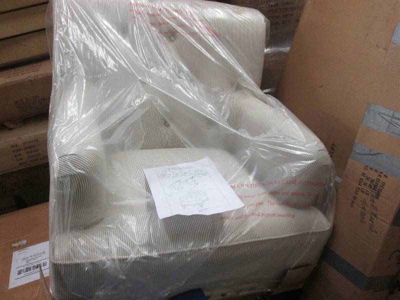 lot 202 image: Pinstriped Tufted Accent Chair- no ...