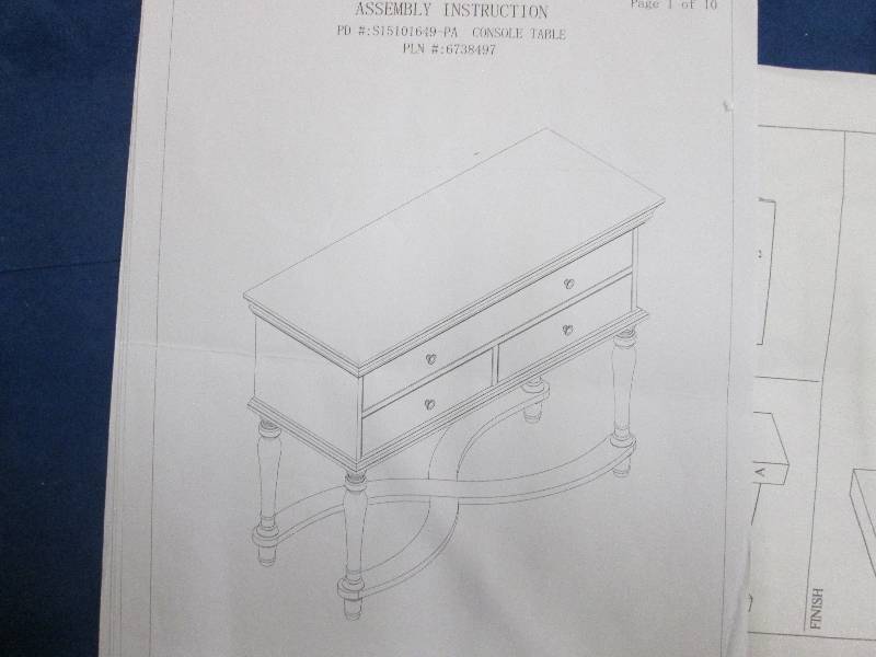 lot 224 image: Black 3 Drawer Console Table open b...