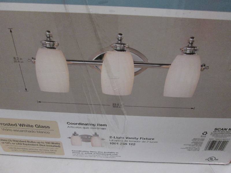 lot 98 image: Hampton Bay 3-Light Chrome Bath Bar...