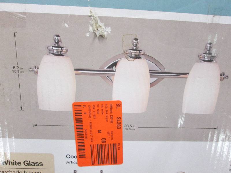 lot 99 image: Hampton Bay 3-Light Chrome Bath Bar...