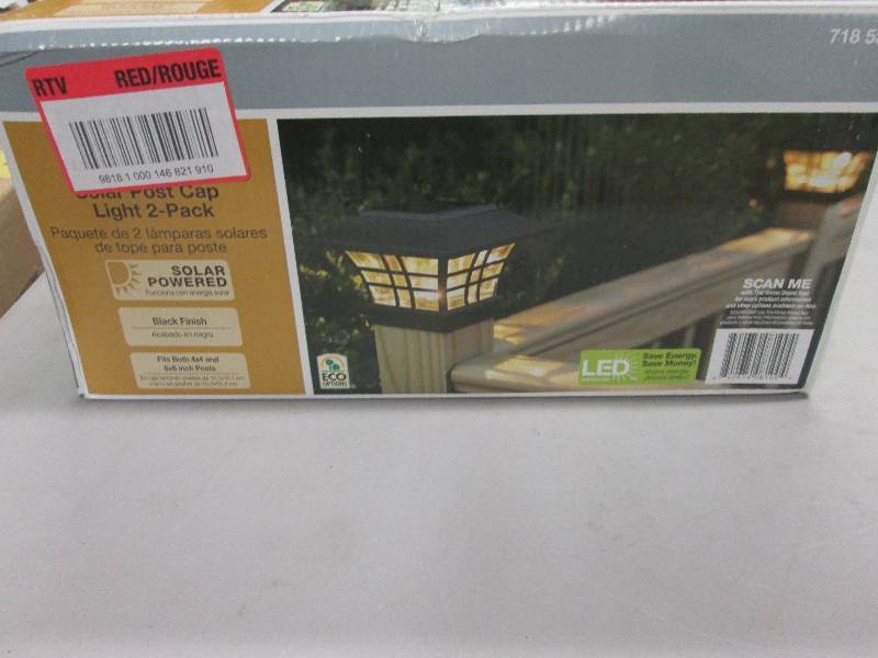 lot 115 image: Solar Black LED Deck Post with Plas...