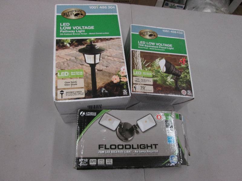 lot 120 image: Lot of 3 Flood Light, LED Pathway ...