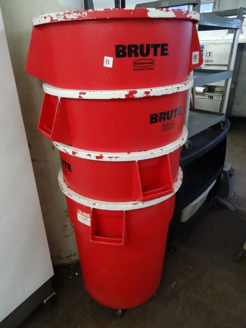 4 Brute 55 gal garbage cans. One se...