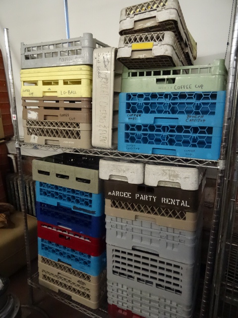 Wire rack with misc dish racks. 47 ...