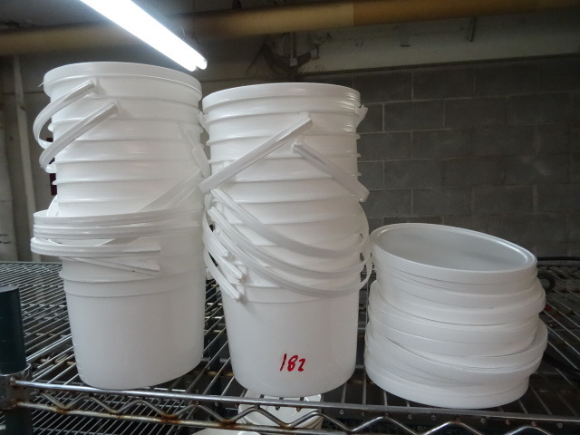 Plastic buckets with lids...