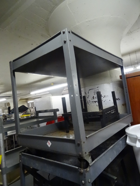 3 metal shop carts. 3 metal racks...
