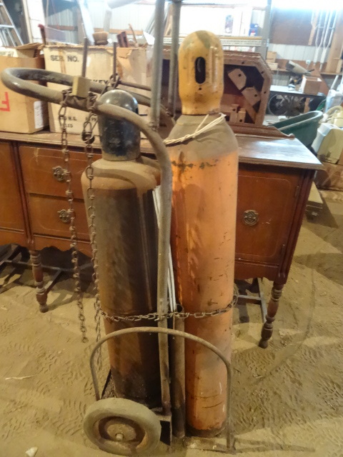 Oxygen Acetylene Tank Cart with Tanks,  Brazing Rod