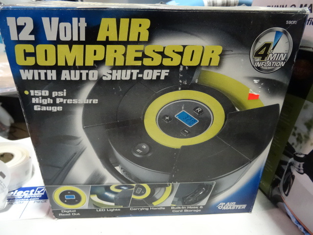 lot 220 image: NEW 12 Volt Air Compressor with automatic shutoff 150 psi