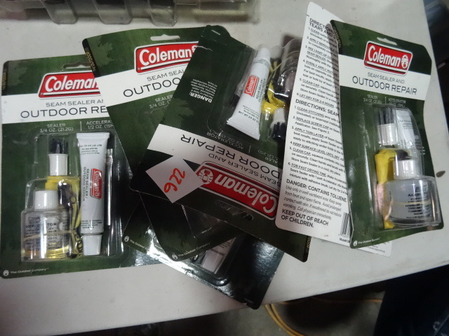 lot 226 image: NEW LOT Qty 6 Coleman Outdoor Seam Sealer and Repair Kits est $72 retail