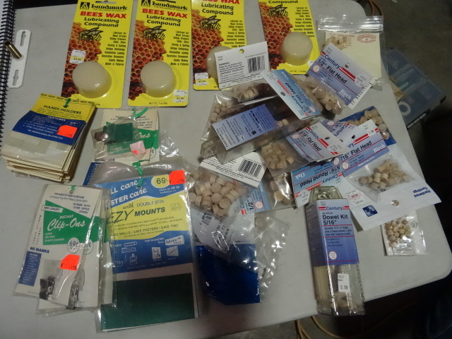 lot 240 image: NEW LARGE LOT incl Wooden Dowel Buttons, 516 in Dowel Kit, 4 x Beeswax Lubricating compound and Easy Mount Fasteners
