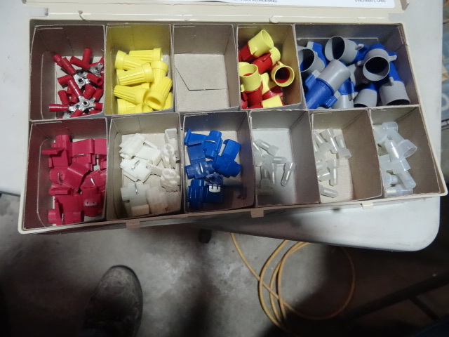 lot 243 image: NEW LARGE ASSORTMENT Electrial Wire Connectors, Terminal Connectors and Bullet Connectors and Splices. All sorted in retail hardware boxes