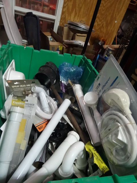lot 255 image: NEW ENTIRE BIN Plumbing Fittings and Accessories GREEN BIN NOT INCLUDED
