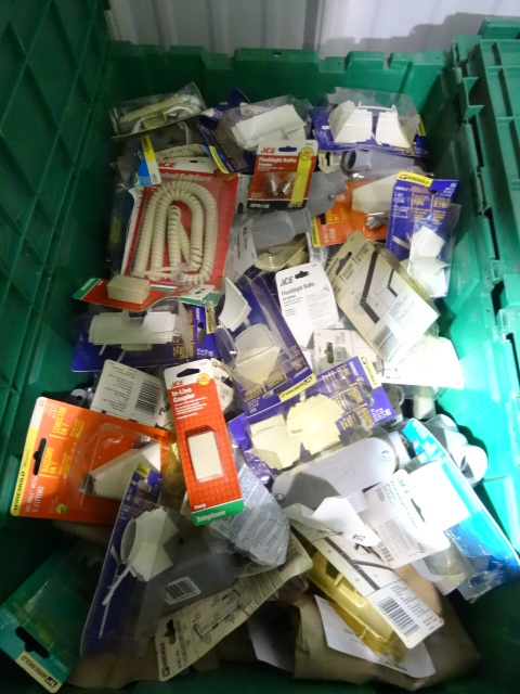 lot 267 image: NEW ENTIRE BIN Electrical and Related Items. See Pictures for details. GREEN BIN NOT INCLUDED