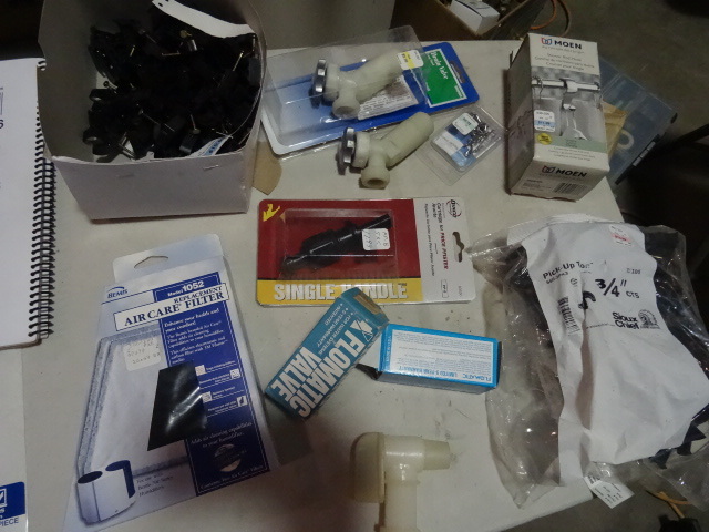 lot 269 image: NEW LOT incl. 2 x Flomatic Enviro Check Valves, 2 x Drain Valves, Barrel Valve, Pipe Clips, Moen Shower Rod Hook and More. Over $80 retail