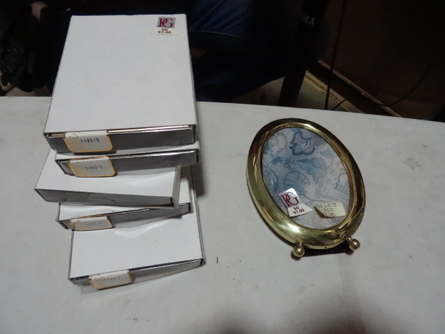 lot 294 image: NEW LOT Qty 6 Brass Oval Picture Frames $42