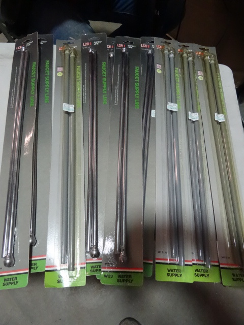 lot 304 image: NEW LARGE LOT QTY 10 Water Supply Line 2 Packs (20 lines total) qty 6 Brass and qty 4 composit  20 in 3  8 in comp x 1  2 in FIP Approx $85 retail