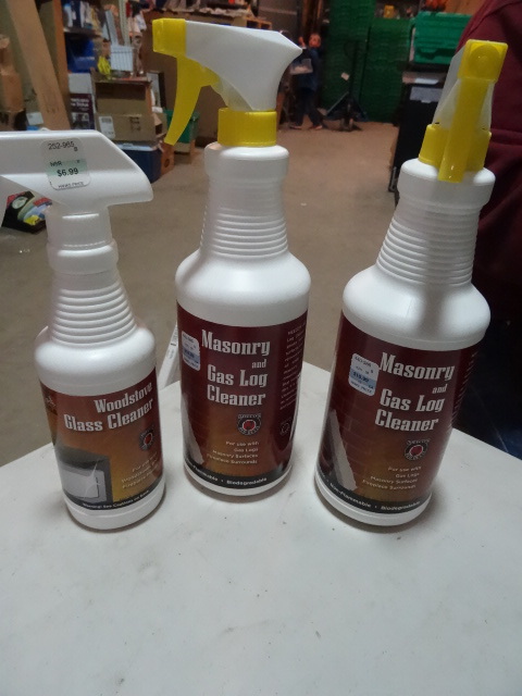 lot 320 image: NEW LOT Qty 3 Masonary and Gas Log Cleaner and WoodStove Glass Cleaner $30 retail