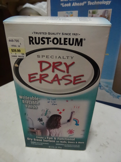 lot 321 image: NEW Rust Oleum Specialty Dry Erase Paint kit. Turn your wall into a dry erase board. $29 retail