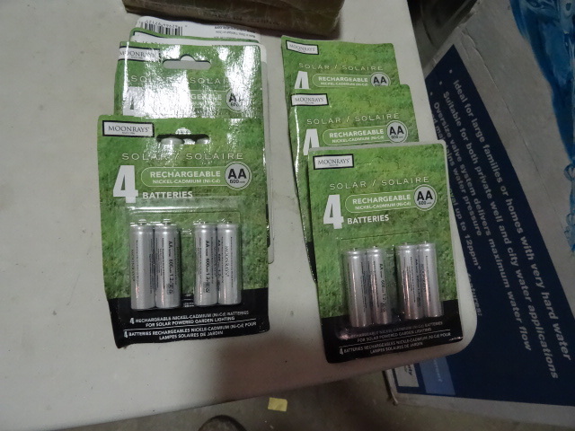 lot 326 image: NEW CASE LOT Qty 6 Four (4) Packs Moonrays Rechargeable AA Batteries NiCad 24 total batteries